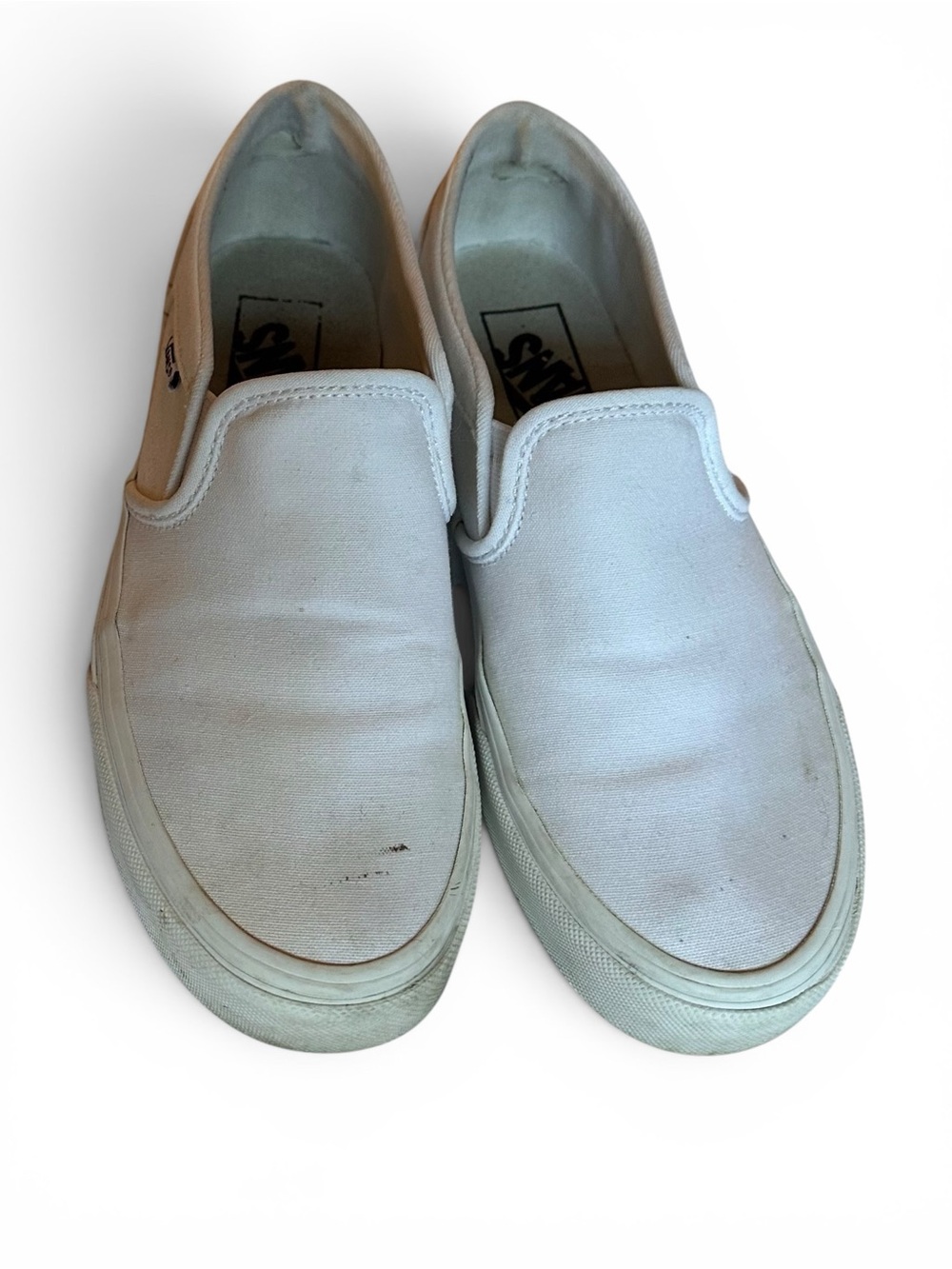 Vans Classic Slip-On Canvas Sneakers - White - Size 7.5